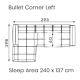 Dīvāns BULLET (stūra, izvelkams, Ekspozīcijas modelis)