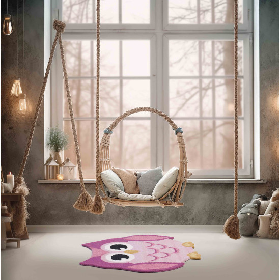 Vaip ANIMALS OWL PINK, 90 × 90 cm